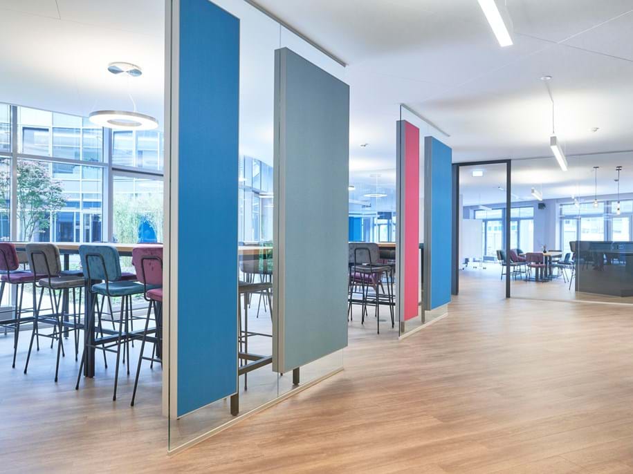 Acoustic wall panels in open-plan office