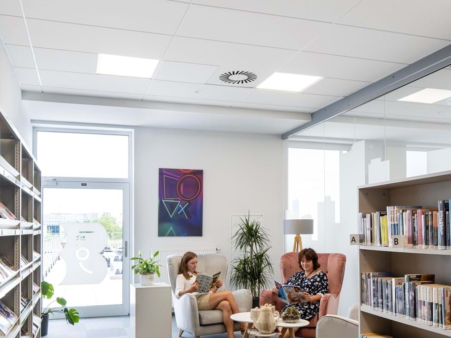 Acoustic ceiling in public library