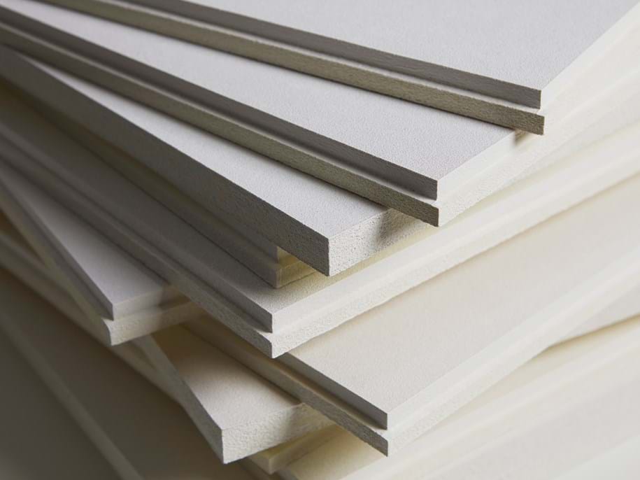 Close-up of acoustic panels in a pile
